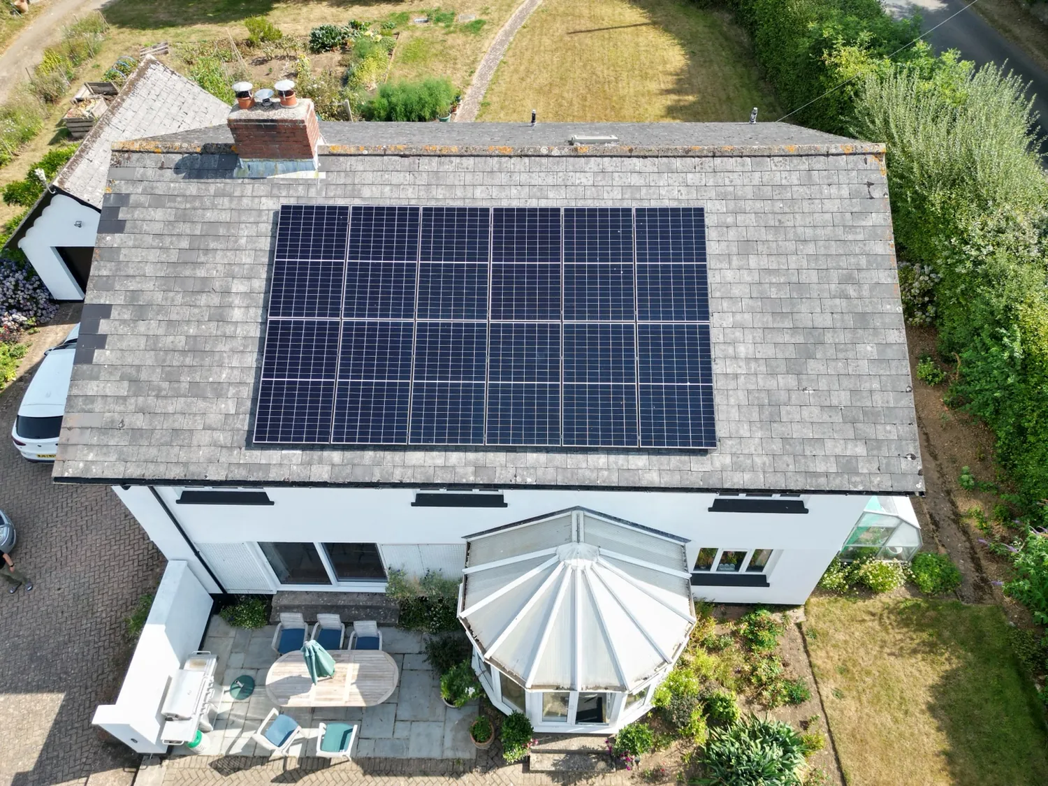 Completed solar panel array photographed from directly above