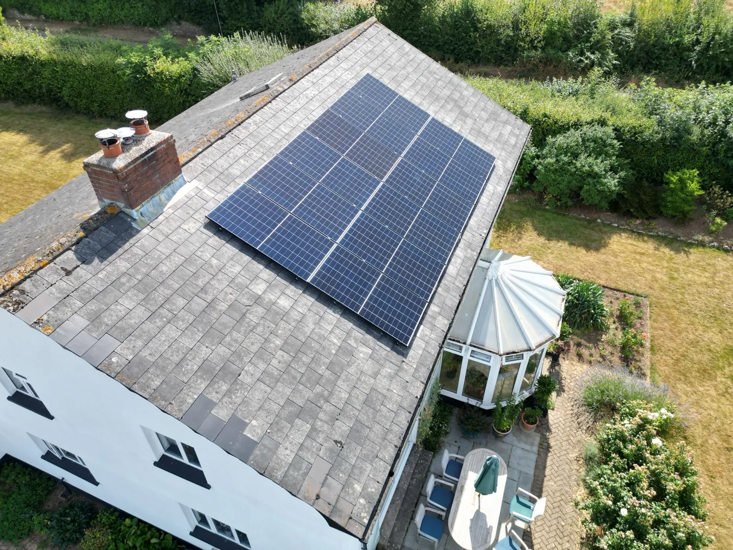 Completed solar panels viewed from an elevated angle